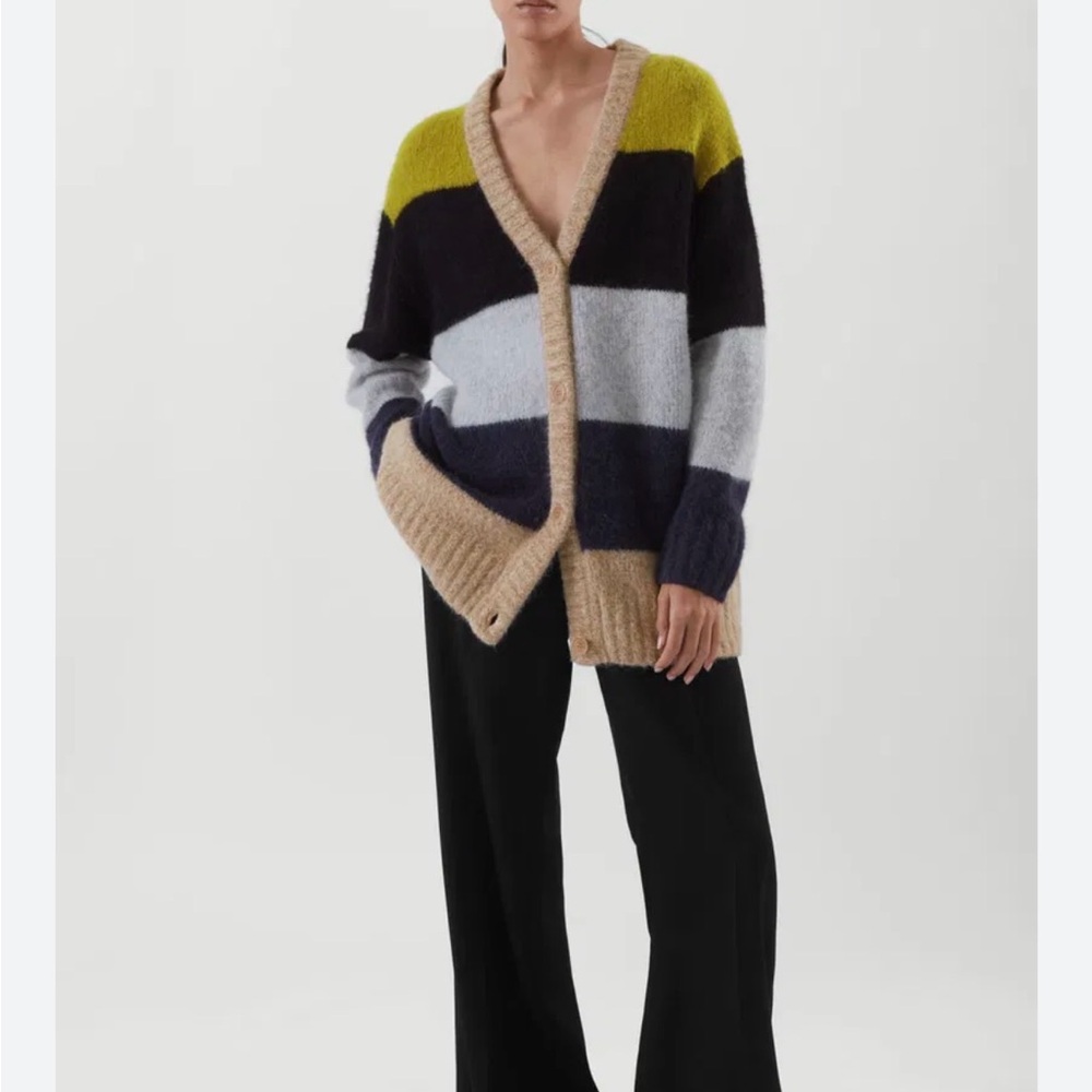 COS Multicolor Striped V-Neck Cardigan